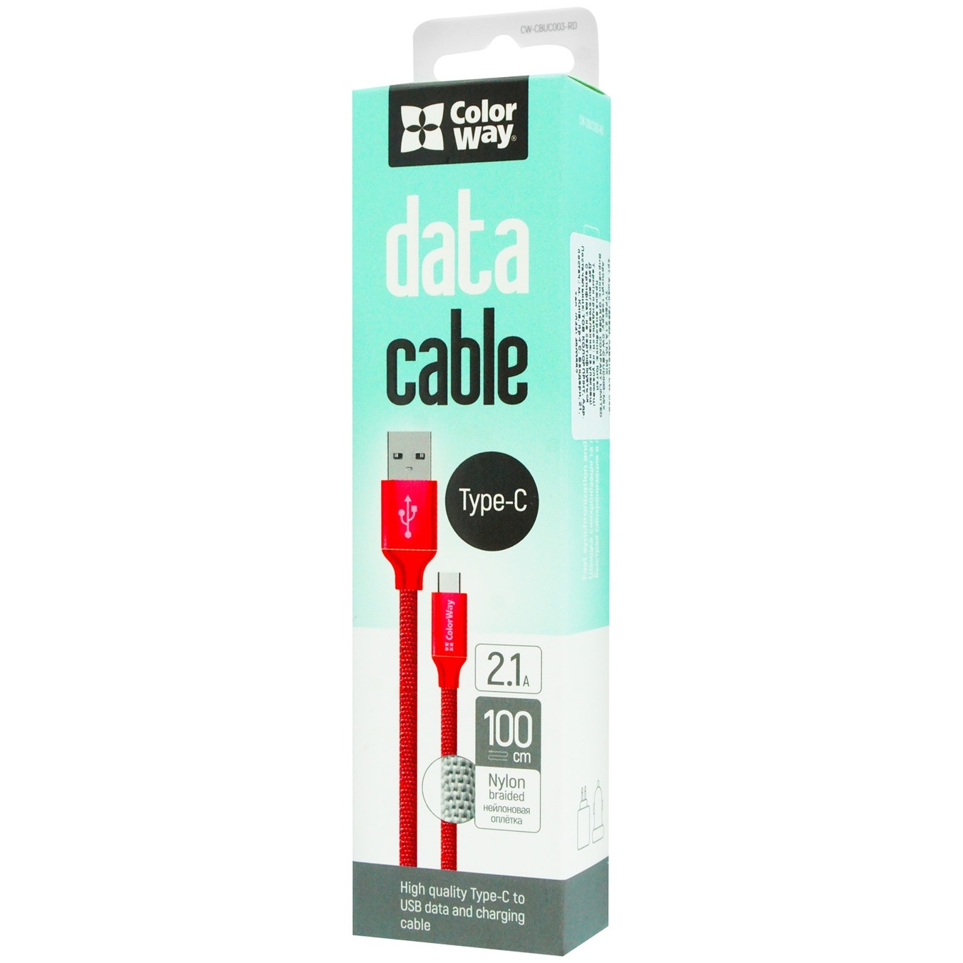 

Кабель ColorWay USB-Type C 2.1A 1м