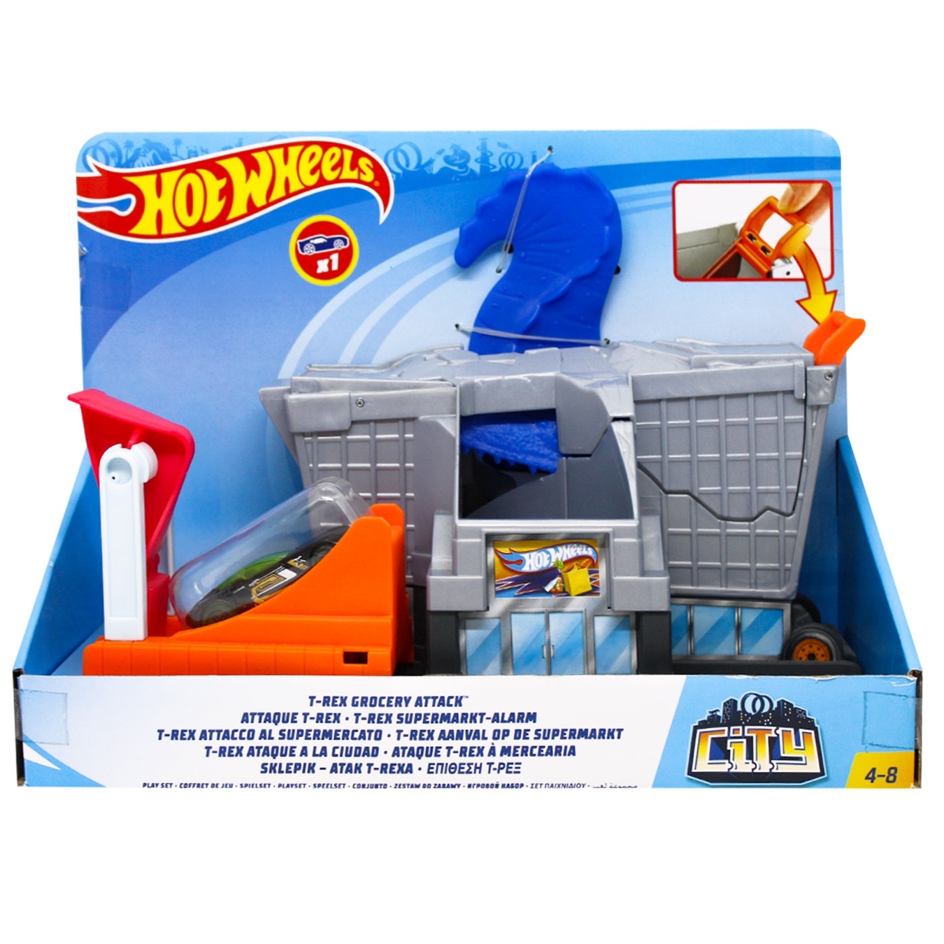 Attack Playset T Rex Grocery Attack Set De Juego Hot Wheels T-rex