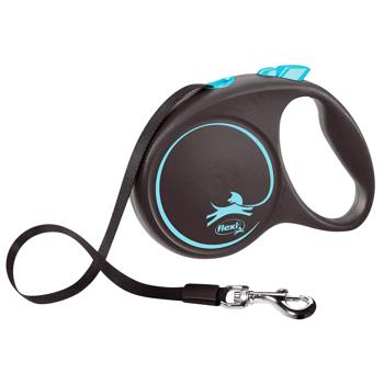 Flexi Black Design Roulette Leash with Tape L Up to 50kg 5m Black/Blue - buy, prices for MasterZoo - photo 1