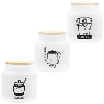 Herevin White-Black Tea/Coffee/Sugar Storage Jar 635ml in assortment - buy, prices for Auchan - photo 1