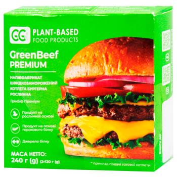 Котлета Green Go GreenBeef Premium растительная мясная бургерная замороженная 240г