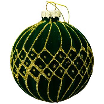 Прикраса скляна Chomik Зелена велюр 8см ромби - купити, ціни на За Раз - фото 1