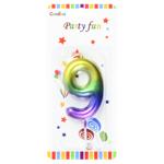 Party Fun Colored Number 9 Cake Candle