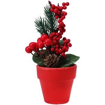 Украшение Новогодняя композиция в горшке 7х16см в ассортименте - купить, цены на - фото 3