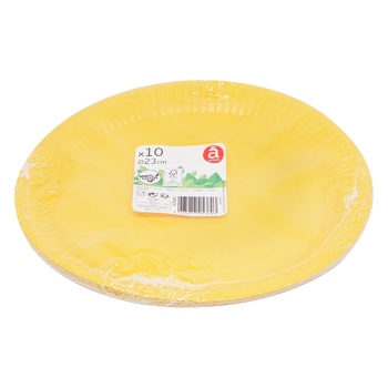 Actuel Dinner Yellow Plate 23cm 10pcs - buy, prices for Auchan - photo 1