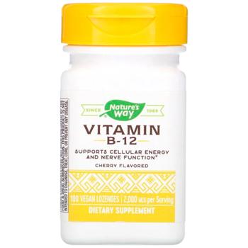 Вітамін В12, Vitamin B-12, Nature's Way, смак вишні, 2000. мкг, 100 льодяників - купить, цены на Biotus - фото 1