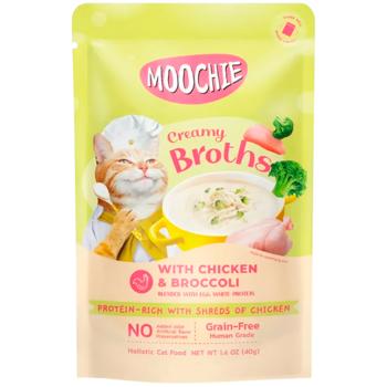 Корм влажный Moochie Сreamy Broths с курицей и брокколи для кошек 40г - купить, цены на MasterZoo - фото 1