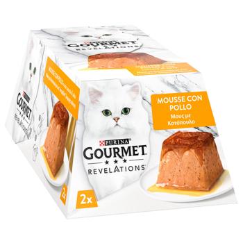 Корм влажный Gourmet Revelations Мусс с курицей и подливкой для взрослых кошек 57г х 2шт - купить, цены на MasterZoo - фото 1