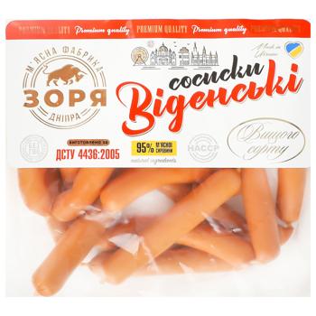 Сосиски Зоря Днепра Венские вареные высший сорт - купить, цены на Чудо Маркет - фото 1
