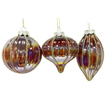 Actuel Marsala Pearlescent Glass Christmas Tree Ball 8-11cm in assortment