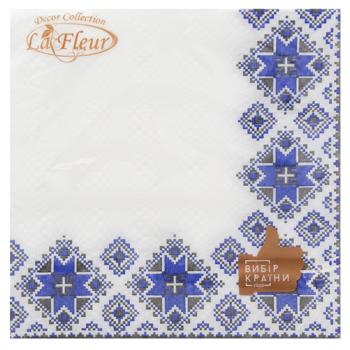 La Fleur Blue Embroidery 2-Ply Napkins 33х33cm 16pcs