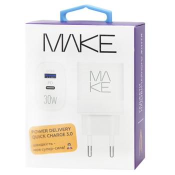Make Type-C PD+USB QC3.0 Charger 30W White