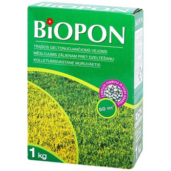 Гранульоване добриво Biopon для газонів проти пожовтіння 1кг - купити, ціни на Auchan - фото 1