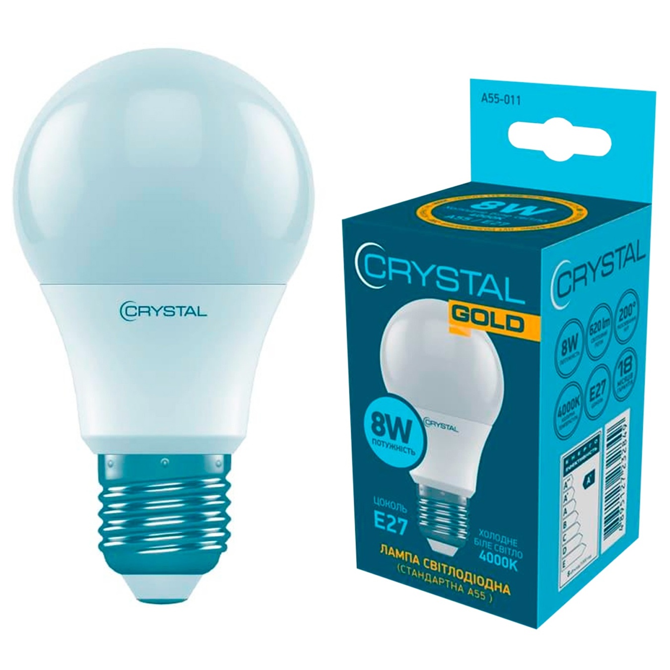 

Лампа Crystal Gold Led A55 8W Е27 4K A55-011