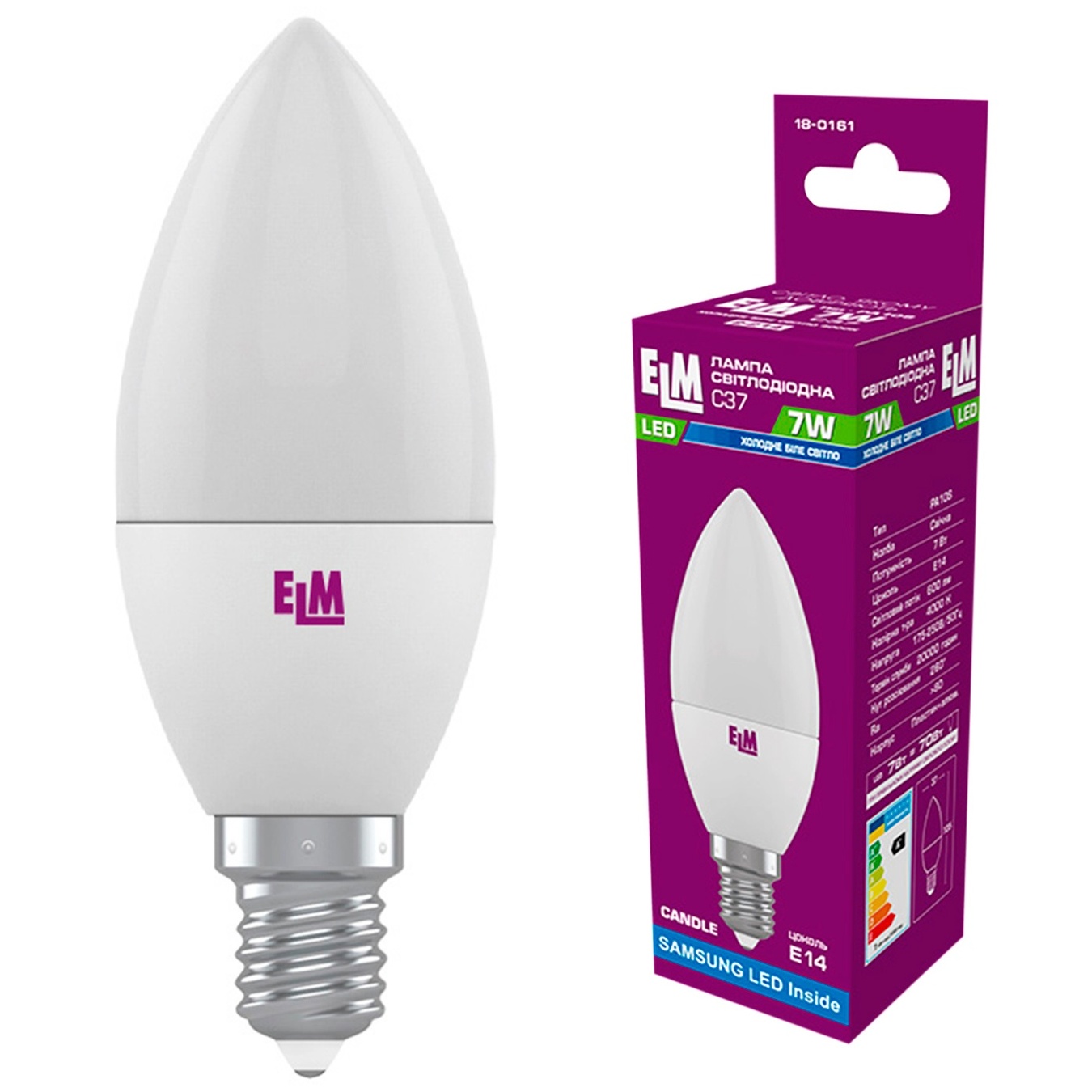 

Лампа ELM Led свеча 7W PA10S E14 4000 18-0161
