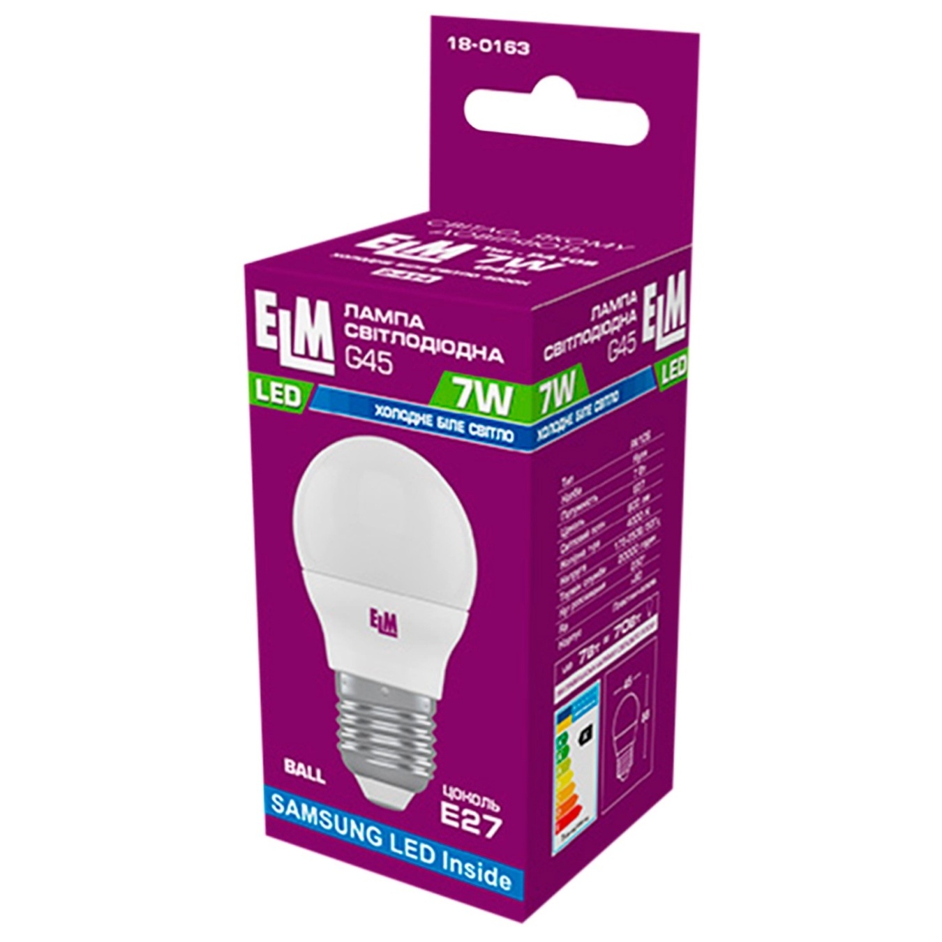 

Лампа ELM Led сфера 7W PA10S E27 4000 D45 18-0163