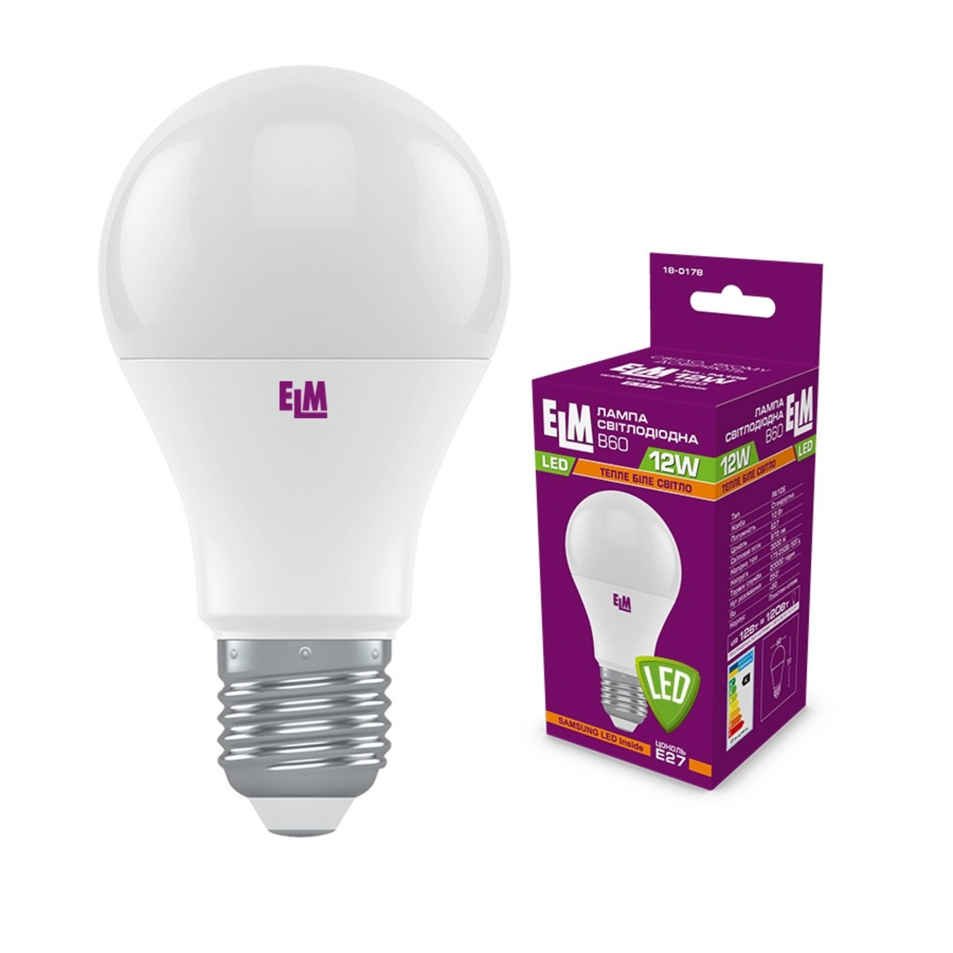 

Лампа ELM Led B60 12W PA10S E27 3000 18-0178