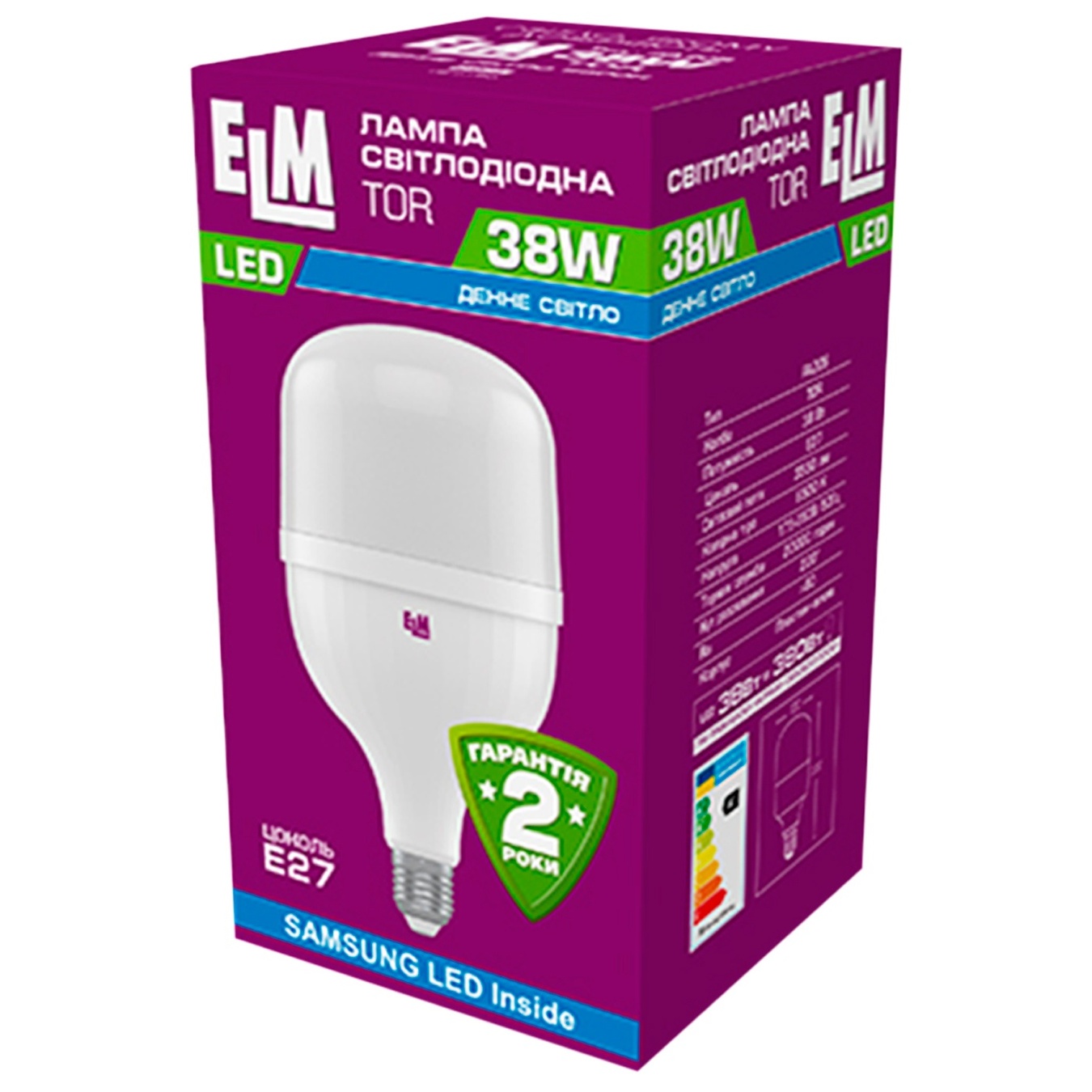 

Лампа ELM Led TOR 38W PA20S E27 6500 18-0190