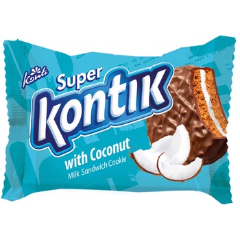 Konti Super-Kontik Milky With Coconut Flavor In Glaze Cookies - buy, prices for Auchan - photo 1