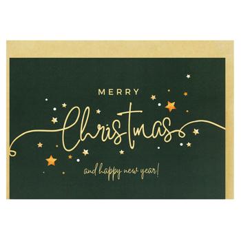 Merry Christmas and Happy New Year Postcard Green