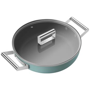 Smeg 50x Matte Emerald Green Frying Pan with Two Handles and Lid 28cm - buy, prices for WINETIME - photo 3