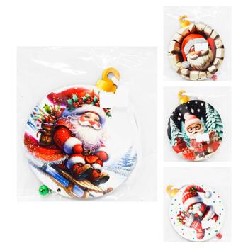 Decorative Double-Sided Ball Pendant with Glitter Inserts and Santa Bell 10*0.4*10.5cm - buy, prices for Za Raz - photo 4