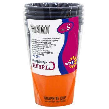 Стакан паперовий ТСМ Graphite 5шт 340мл - купити, ціни на ULTRAMARKET - фото 1