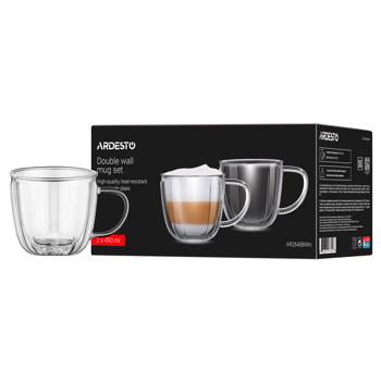 Ardesto Glass Cups Set with Handles 450ml 2pcs - buy, prices for Supermarket "Kharkiv" - photo 1