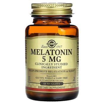 Мелатонін, Melatonin, Solgar, 5 мг, 60 таблеток