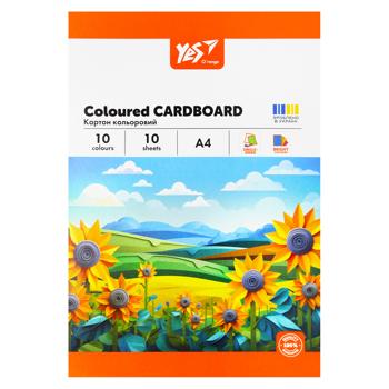 Yes Orange Line Single-Sided Coloured Cardboard А4 10 colours 10 sheets - buy, prices for NOVUS - photo 1
