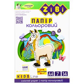 Папір кольоровий Zibi Kids Line А4 7 кольорів 14 аркушів - купити, ціни на METRO - фото 3