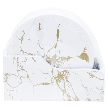 Набір костерів круглих білий мармур 10*11,5*5см 6шт - купити, ціни на Таврія В - фото 1