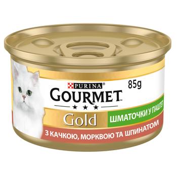 Корм вологий Gourmet Gold з качкою, морквою та шпинатом для дорослих котів 85г - купити, ціни на MasterZoo - фото 2