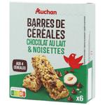 Auchan Cereal Bars with Milk Chocolate and Hazelnut 126g