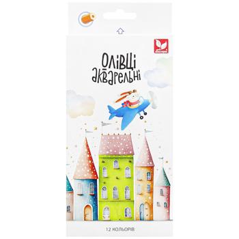 Олівці кольорові Школярик акварельні з пензликом 12 кольорів - купити, ціни на Auchan - фото 1