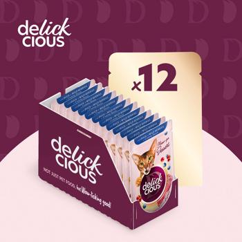 Корм влажный Delickcious Хлопья с уткой и лесными ягодами для кошек 80г - купить, цены на - фото 3