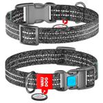 Ошейник для собак Waudog Re-cotton светоотражающий хлопковый с QR-паспортом 33-49см/25мм серый