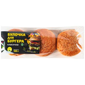 Булочка ЗОЛОТИЙ ДАР для бургера, класична /3шт/уп/ 180г - buy, prices for Torba - photo 1