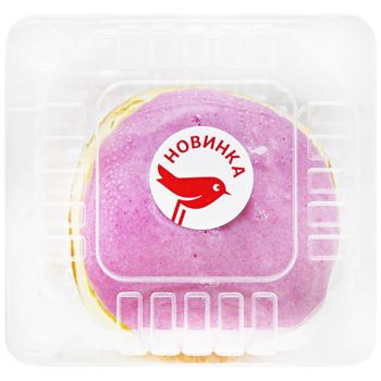 Пончик Auchan глазированный черникой с наполнителем лесная ягода 80г - купить, цены на Auchan - фото 4