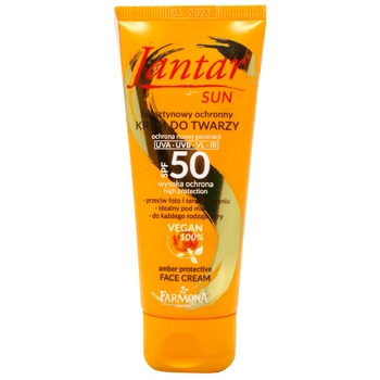 Сонцезахисний крем Farmona Jantar Sun SPF50 для обличчя 50мл - купити, ціни на МегаМаркет - фото 1