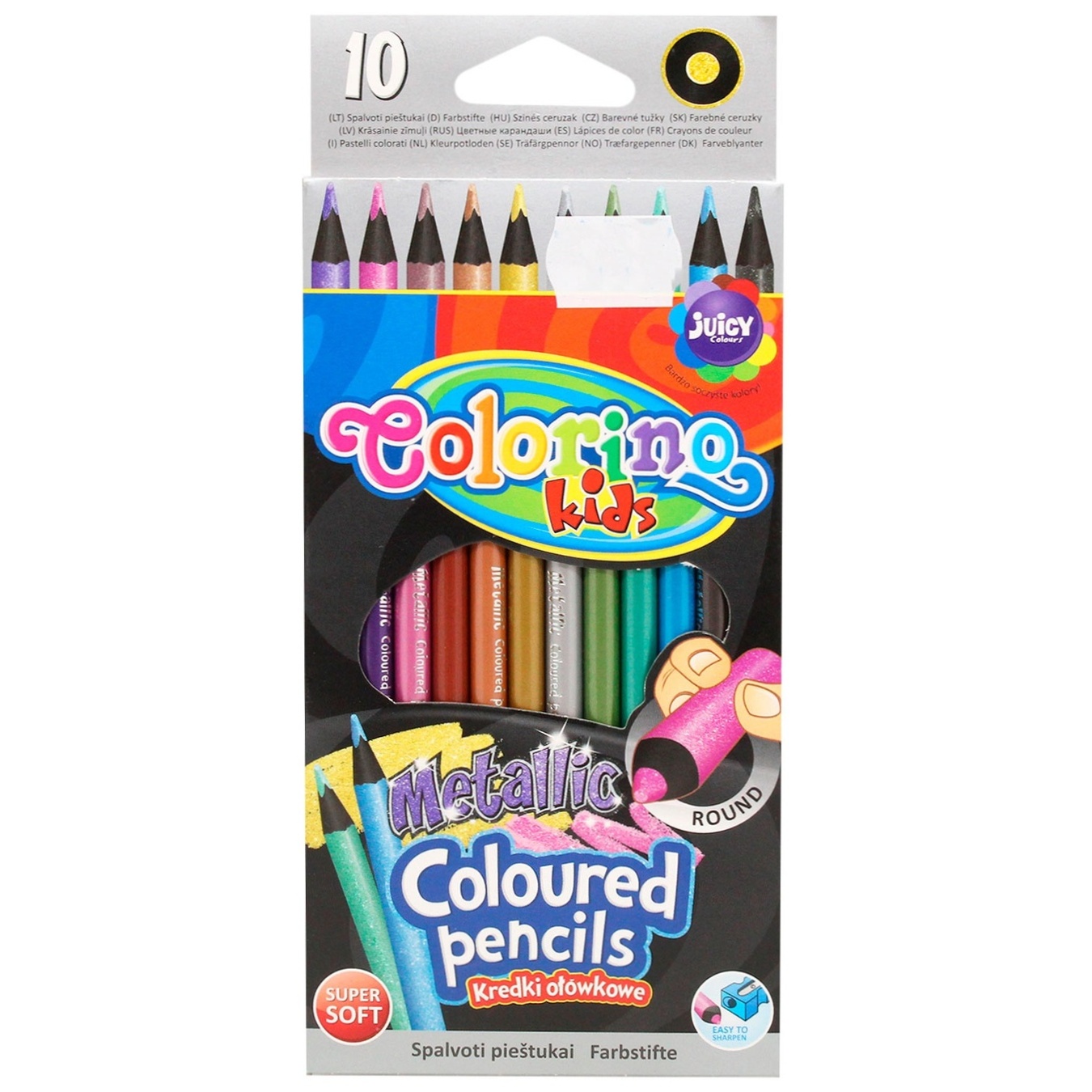 

Олівці кольорові круглі 10 кольорів металік COLORINO