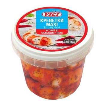 Креветки Vici Maxi из сурими в масле со вкусом чили 340г - купить, цены на МегаМаркет - фото 1