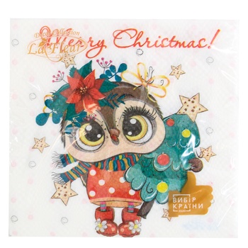 La Fleur Christmas Owl Paper Napkins 33х33cm 2 ply 16pcs