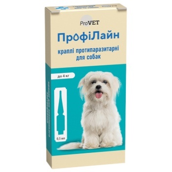 ProVET Profiline Drops on the Withers for Dogs Up to 4kg Against External Parasites 4 pipettes - buy, prices for MasterZoo - photo 1