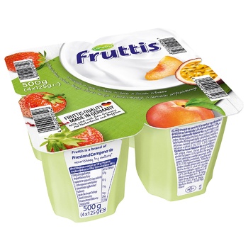 Продукт йогуртовый Fruttis Легкий 0,2% Клубника-Персик-Маракуйя 4х125г - купить, цены на ULTRAMARKET - фото 1