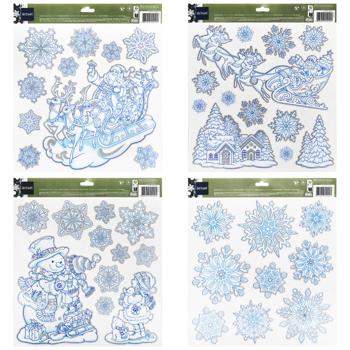 Actuel Blue New Year's Theme Removable Stickers 33x29mm in assortment