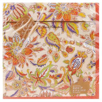 Салфетки столовые Luxy Осенний узор 3-слойные 33х33см 18шт