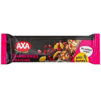 Axa Dugar-Free Cereal Bar with Cranberries, Raisins, Cereals and Honey 30g - buy, prices for MegaMarket - photo 1