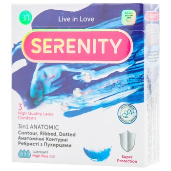 Презервативы Serenity Anatomic 3in1 3шт - купить, цены на - фото 1