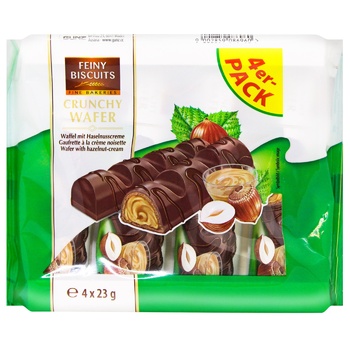 Вафлі Feiny Biscuits з кремово-горіховою начинкою 4х23г - купити, ціни на ULTRAMARKET - фото 1